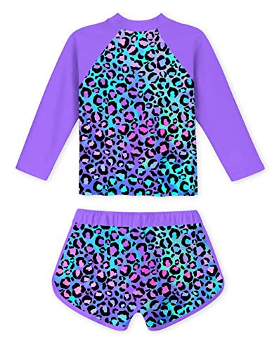 TUONROAD Girls 2 Pieces Rash Guard Swimsuit Long Sleeve Tankini for 4-10 Years4