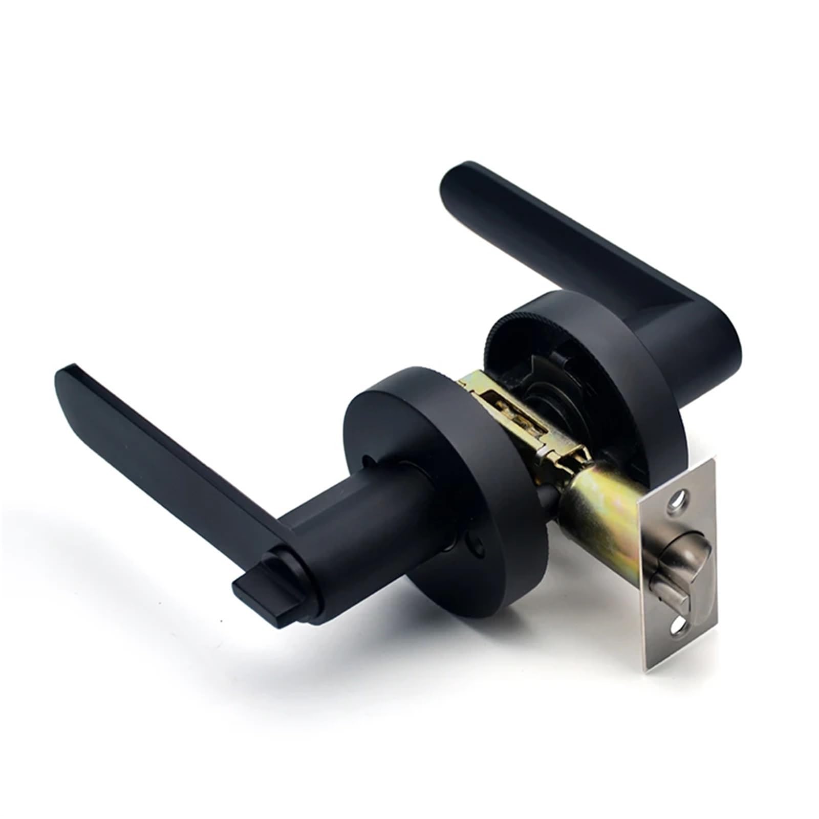 Zonshjdkr Round-Black Aluminum Alloy Room Door Handle Lock Three-Pole Spherical Bedroom Bathroom Hardware Accessories 1Pcs(Round-Black)