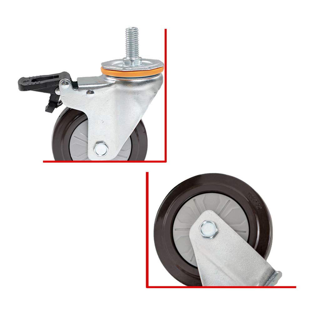 4 Ruote Per Carichi Pesanti M14 Filetto M16 Ruote Con Gambo Gomma Da Cancellare Silenzioso Universale Perno 400kg Carrello Industriale Ruota Di Trasporto Con Freno Carrozza Ristorante Mobilia -Vite
