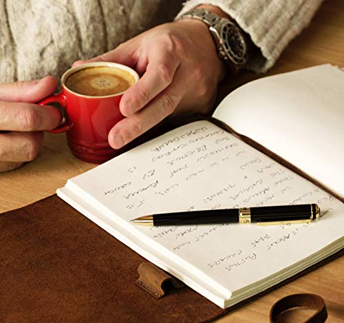 Scriveiner Black Lacquer Ballpoint Pen - Stunning Luxury Pen With 24K Gold Finish, Schmidt Black Refill, Best Ball Pen Gift Set For Men & Women, Professional Executive Office, Nice Fancy Designer Pens #TOP2