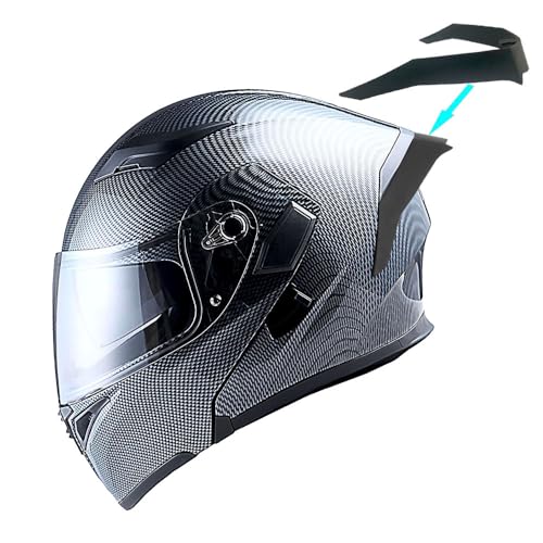 1Storm Motorcycle Modular Full Face Helmet Bike Flip up Dual Visor Sun Shield: HB89 Carbon Fiber Black