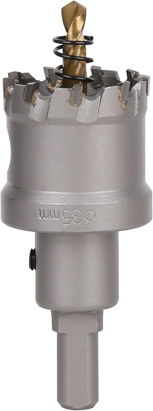 TCT Hole Saw, 35mm Carbide Bit with Pilot Drill, Cutter for Hard Metal, Stainless Steel, Mild Steel, Aluminium Alloy, Copper, Iron, Plastic and Fiberglass