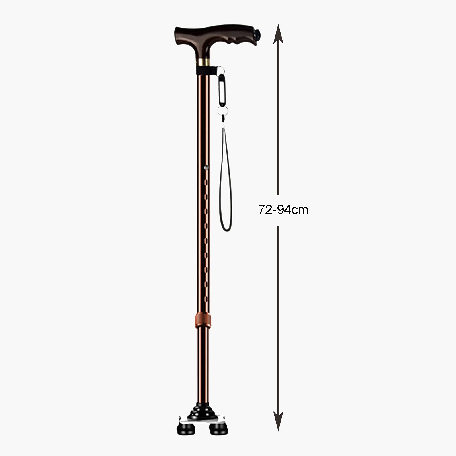 Altura Ajustable de bastón de bastón de Caminata marrón, bastón de Caminata Extensible no Plegable, Bastones con Mango ergonómico y Correa de muñeca, Base Antideslizante