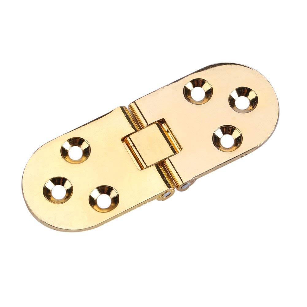 Flip Hinge, Zinc Alloy Metal Round Sewing Machine 180 Degree Folding Table Butler Tray Backflap Hinges for Cupboard Furniture Kitchen Bedroom Cabinet Hardware(80 * 30 * 2.2MM-Gold)