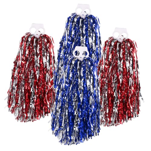 Abaodam 2sets Reusable Cheerleader Poms Pom Bulk Cheerleading Props Easy-use Handle for Parties 4pcs*2