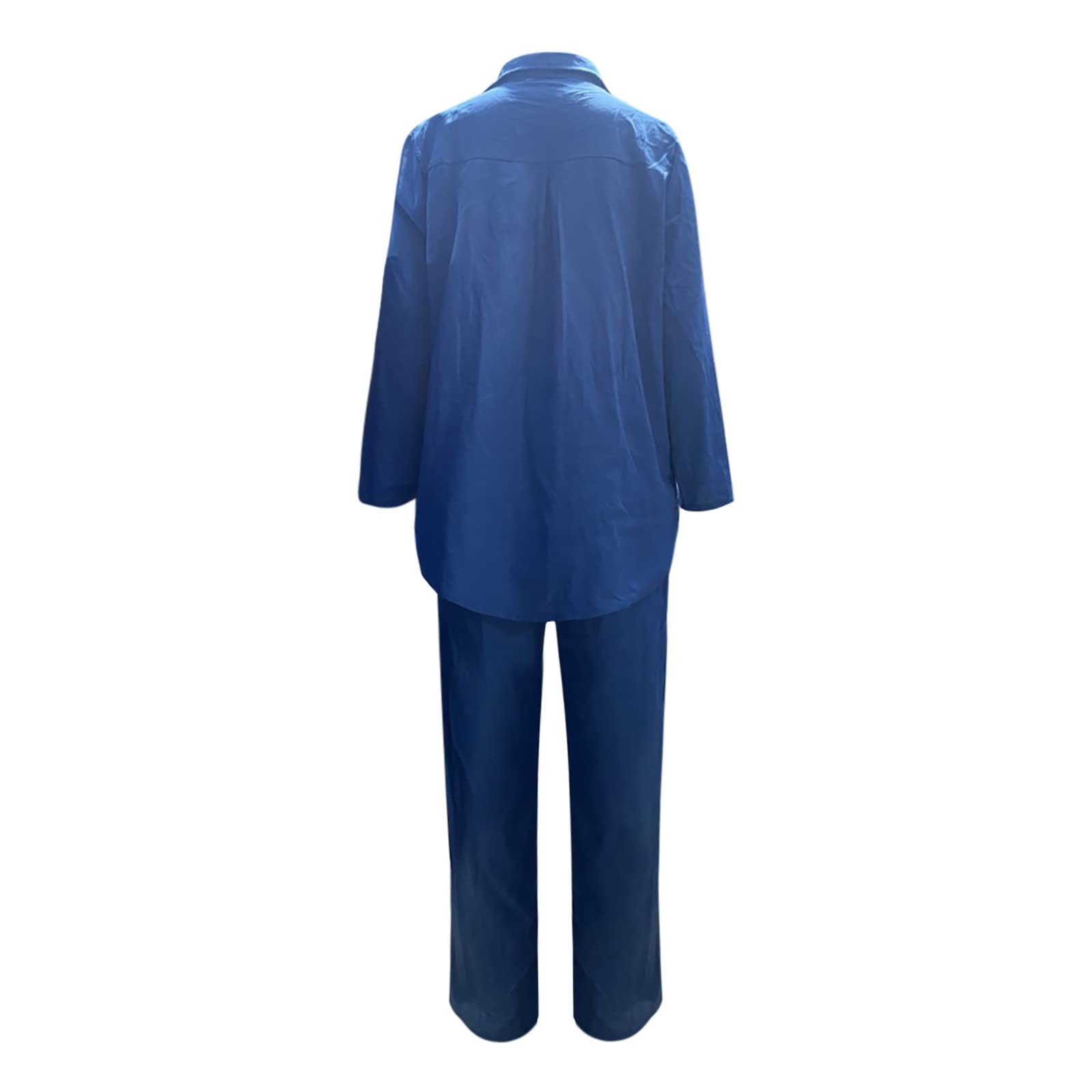 Completo Donna Estivo Elegante,Abito da Donna in Cotone alla Moda, Grande, Irregolare, a Maniche Lunghe, Pantaloni a Gamba Larga, Abito a Due Pezzi Salopette Donna Estiva XS