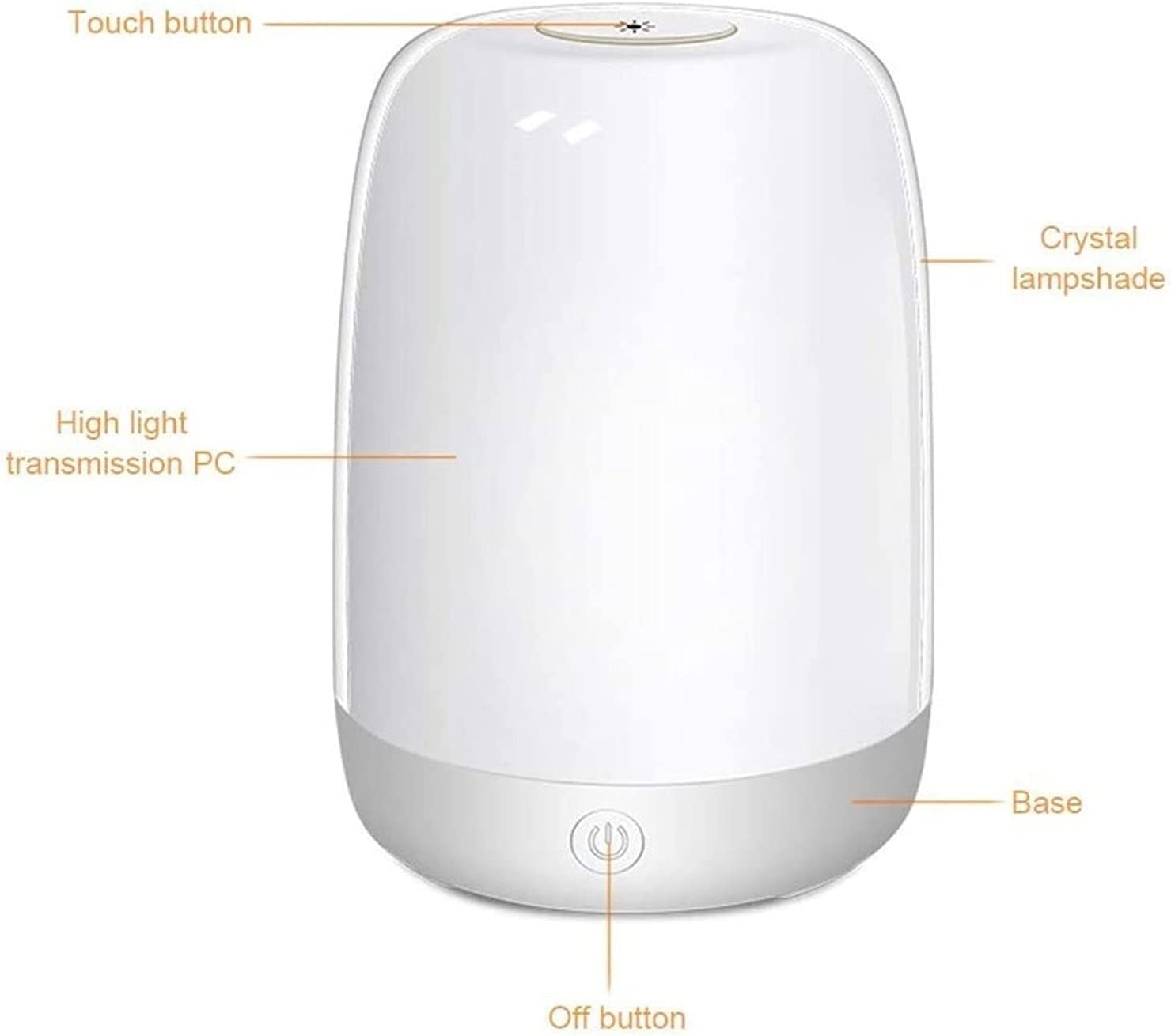 Lámpara de Noche con Sensor táctil, lámpara de mesita de Noche para Dormitorio Infantil, Recargable, Regulable, luz Blanca cálida + Cambio de Color RGB