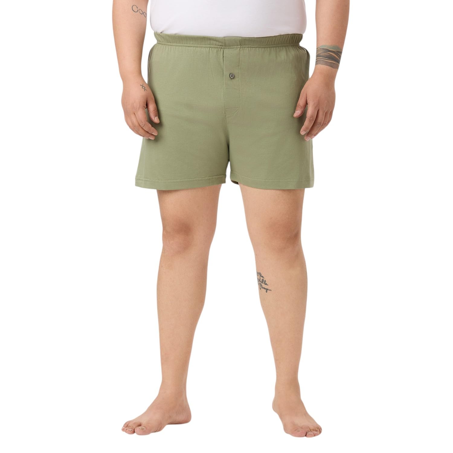 vaishvik Mens Plus Size Boxers Shorts - Cotton Knit Hosiery - Light Olive-picture-15