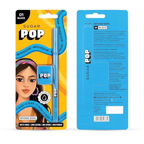 Image of SUGAR POP Pencil Matte Intense Kohl | Vitamin E | Smudge-Proof | Water-Resistant | 1.2 Gms - 01 Black Pack of 1