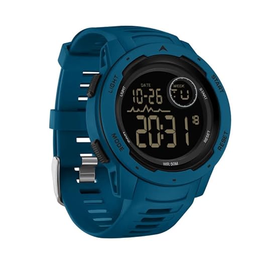 Reloj de pulsera para hombres y niños con funciones de cronómetro, cronógrafo, alarma, doble zona horaria, formato 12/24 horas, azul, correa