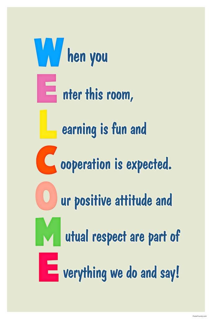 Classroom Welcome Teacher Motivational Inspirational Rules Teacher Supplies School Decor Teaching Toddler Kids Elementary Learning Decorations Light Tan Cool Wall Art Print Poster 16x24