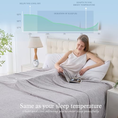 Image of Cooling Blanket Queen Size, 90 inchx90 inch Cooling Blankets for Hot Sleepers, Cold Blanket Thin Lightweight Breathable Soft for Couch Bed, Lightweight Blanket Keep Cool for Night Sweats