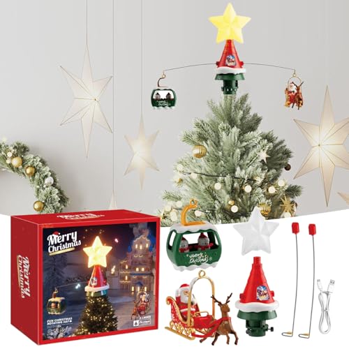 Decoración LED para árbol de Navidad con música integrada y sistema giratorio automático 8