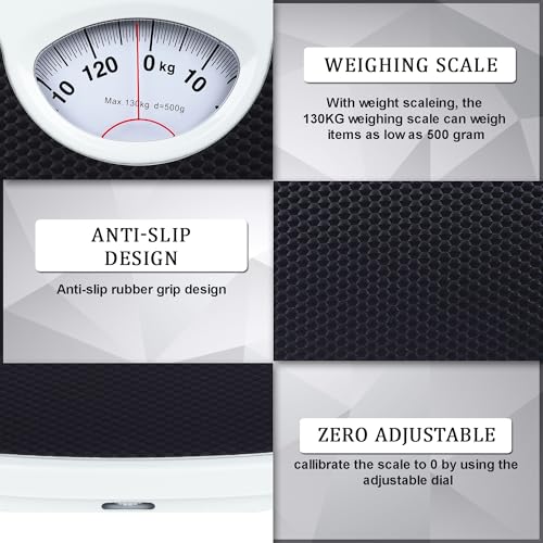 Image of GVC Deluxe Personal Iron Weighing Scale Human Body Weight Machine with 130 kg Capacity - Jet Black