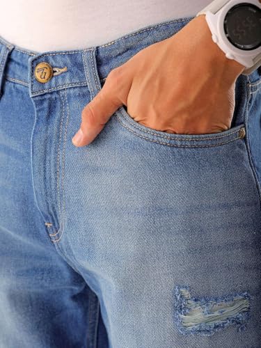 Image of The Indian Garage Co Men Vintage Straight Fit Solid Mid-Rise Jeans