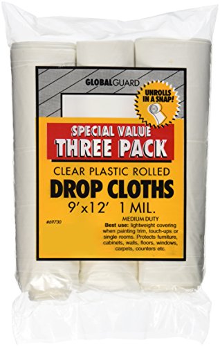 9' x 12' Premier Paint Roller 69730 Global Guard Plastic Dropcloth 1-Mil, 3-Pack