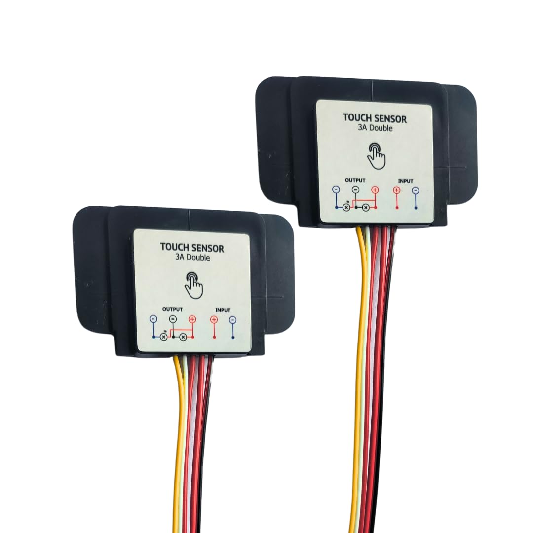 Blackt Electrotech BT80MR (2 PC PACK) Touch Sensor Switch for Bathroom Mirror LED Light - Capacitive Touch Light Switch 5-12VDC Smart Glass Capacitance Sensor Module (3 Amps Two LED with Dimming)