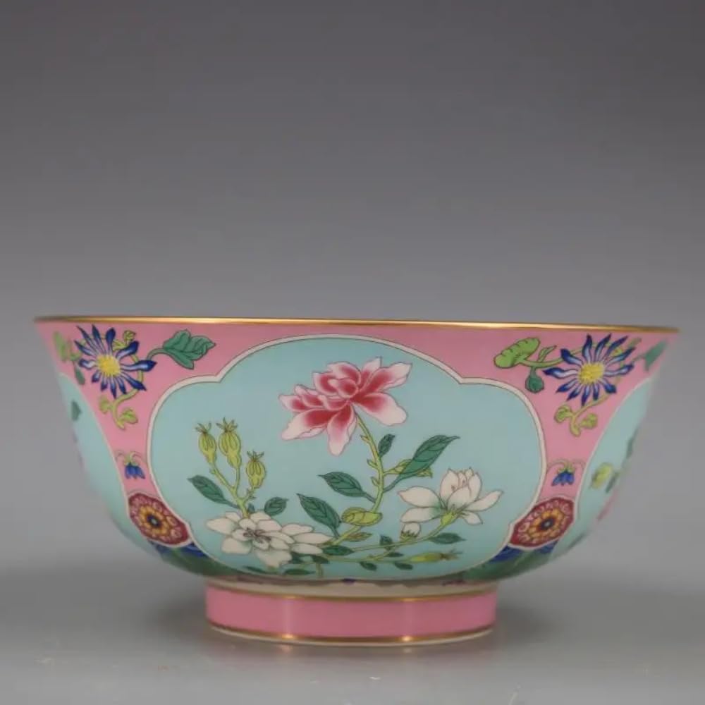 Cuenco de porcelana de flores rosadas, el regalo ideal para coleccionistas de arte