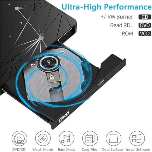 Grabadora ROM y lectora de CD DVD externa con doble cable USB 3.0 y Tipo C 3