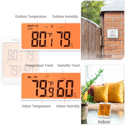 Image of TempPro Indoor Outdoor Thermometer Wireless Hygrometer, 500FT Inside Outside Thermometer, Remote Temperature Monitor with Cold-Resistant Sensor, Outdoor Thermometers for Patio (Previously ThermoPro)