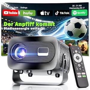 Mini Beamer 4K Smart Beamer【Offizielle App】mit Full HD 1080P, 1000 Lumen, Autofokus und Trapezkorrektur, 360°-Drehung, WiFi und Bluetooth,für Handy HDMI, TV-Stick,Tragbarer/Heimkino...