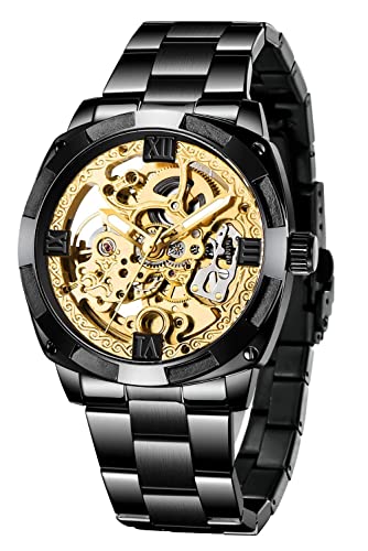 Montre mécanique homme acier inoxydable automatique squelette montre de luxe d'affaires