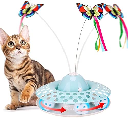 Cat Toys Interactive Kitten Toy for Indoor Cats Funny Automatic Electric Fluttering Butterfly & Ball Exercise Kitten Toy with 3 Replacement Butterfly