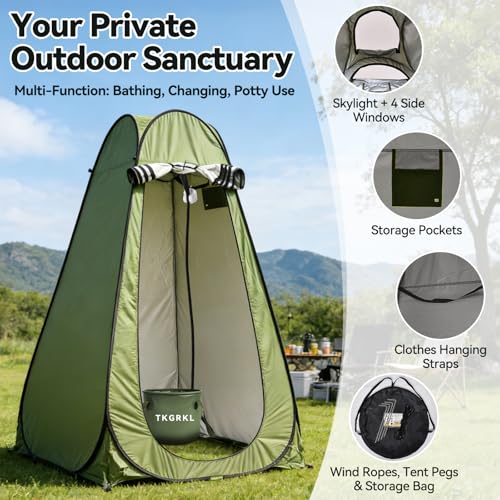 Set de ducha portátil con calentador para camping, 1500W, bomba recargable de 6000mAh, cubo plegable de 5 galones y panel solar USB miniatura 4