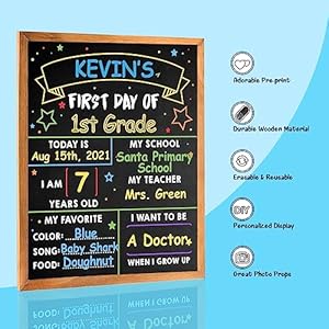 First day of school sign 14 x 11 first last day of school board chalkboard double sided 1st day back to school supplies photo props for kids preschool kindergarten d02 1  urban country home decor