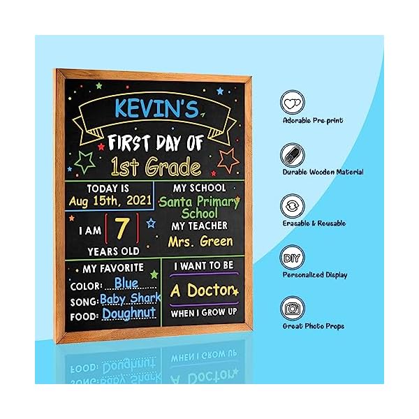 First day of school sign 14 x 11 first last day of school board chalkboard double sided 1st day back to school supplies photo props for kids preschool kindergarten d02 1  urban country home decor