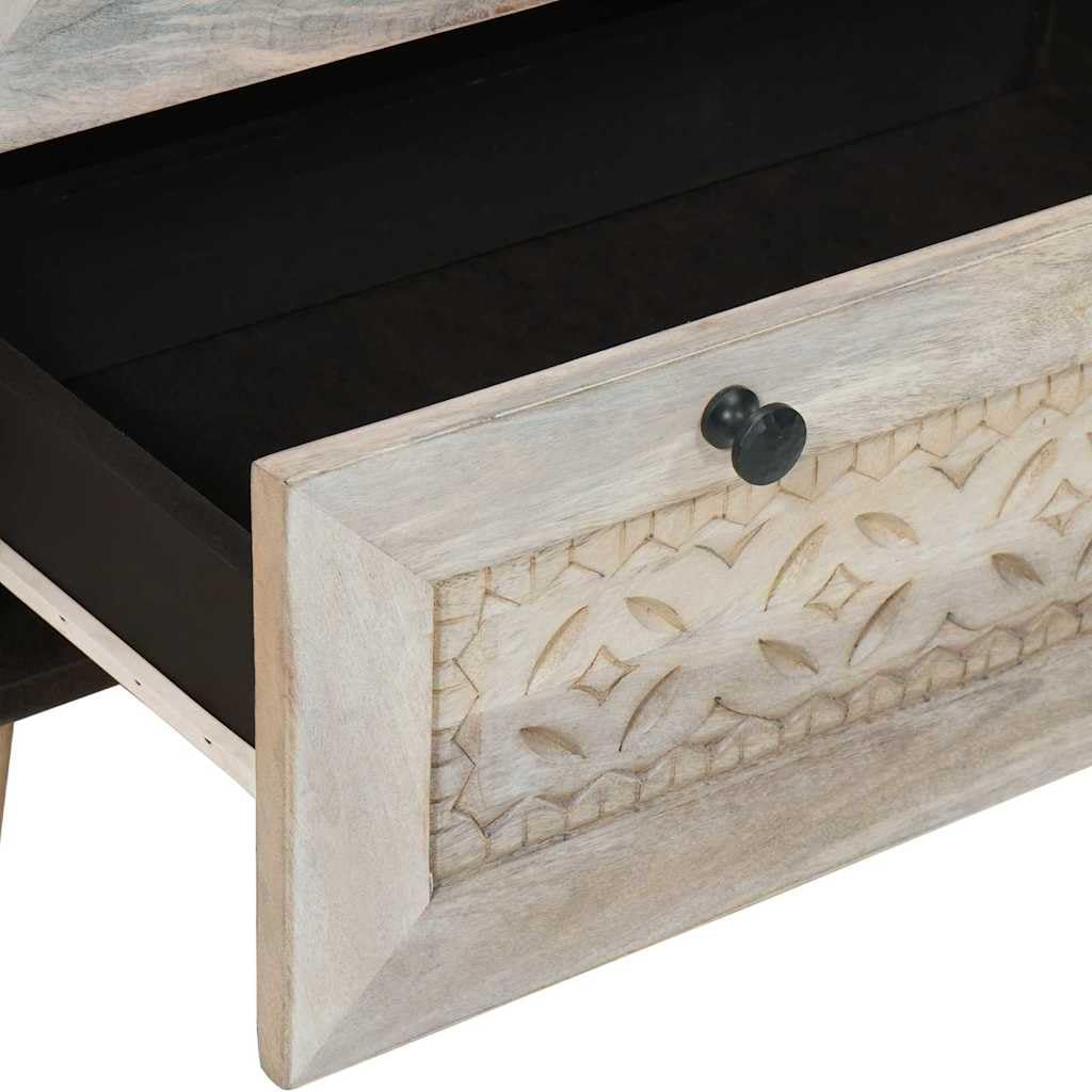 vidaXL Vitrina 60 x 33 x 75 cm Madera Maciza de Mango Blanco
