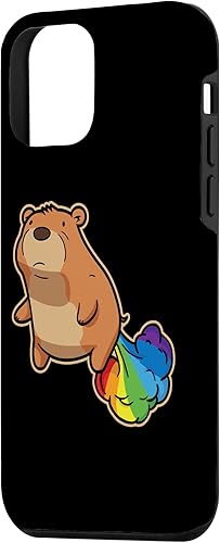 Miniatura 2 de iPhone 12 mini Funny Capybara - Funda de pedo de conejillo de indias animal arcoíris