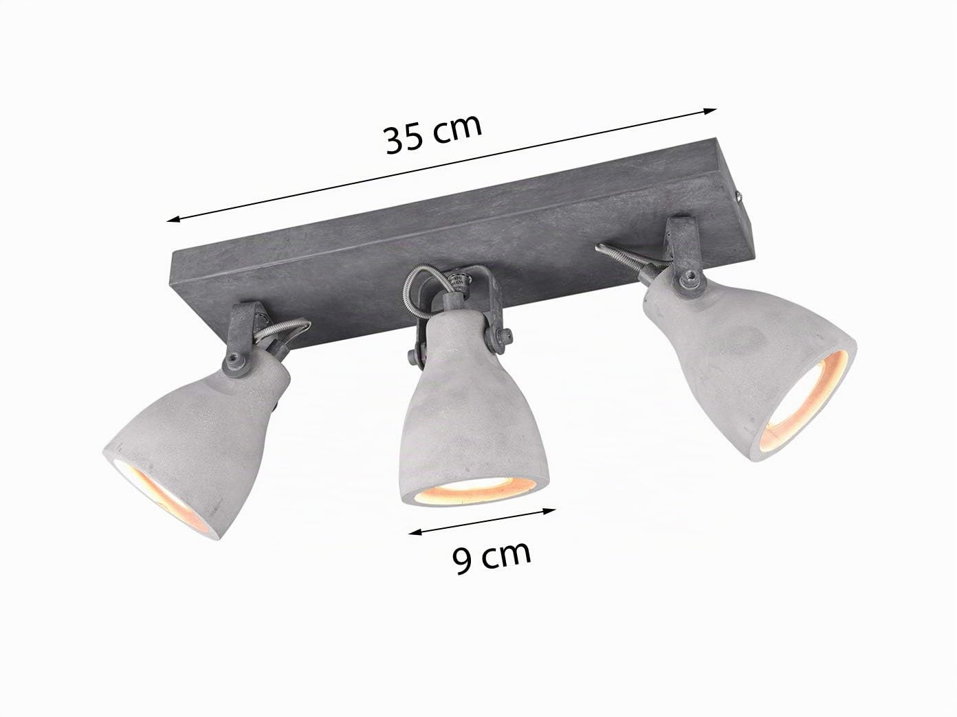 Trio Concrete - Foco de 3 bombillas GU10 42 W, metal hormigón, gris, IP20