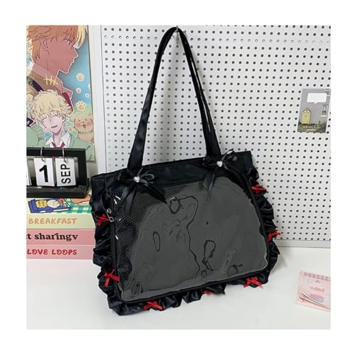 Bolso bandolera transparente con ventana decorativa para coleccionistas, con moño y pin de decoración, bolso de hombro para amantes del anime miniatura 6