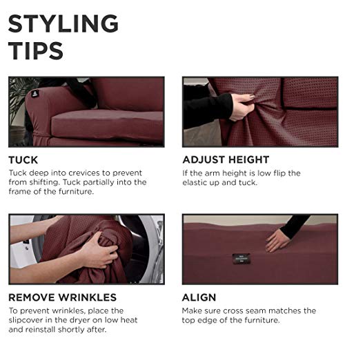 Maytex Pixel Stretch 2-Piece, Wine Loveseat Slipcover #TOP6