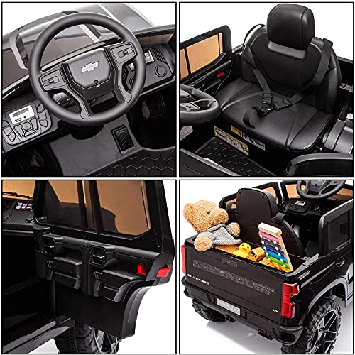 Segmart Electric Cars For Kids Chevrolet Silverado Trail Boss Lt Ride-On Truck Car, 12V Licensed Pickup For Boy & Girl, Electric Vehicles Car With Parental Remote Control, Black #TOP2