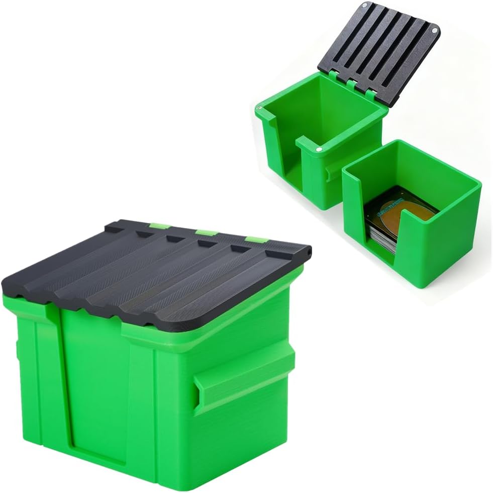 3D Printed Dumpster Deck Box for MTG - Holds 100+ Sleeved Commander Cards, Funny Gift for Magic The Gathering & TCG Players with Removable Inner Tray