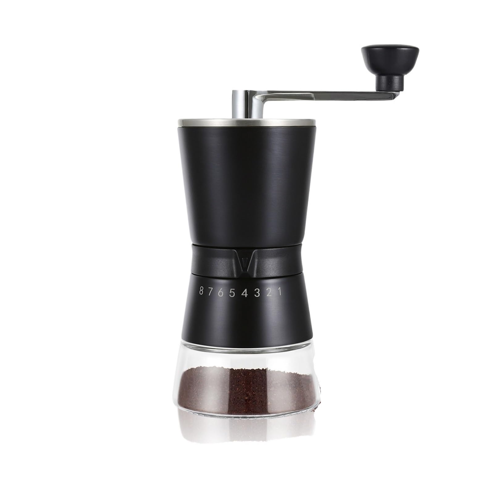 Molinillo de café manual, material vidrio, máquina portátil for exteriores, cerámica, utensilio cocina(Black)