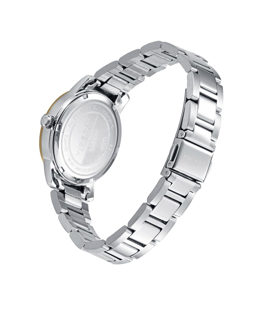 Viceroy Reloj Mujer Elegante de Acero Inoxidable - 34 mm - Movimiento de Cuarzo - Bisel Dorado - Brazalete de Acero - 41138