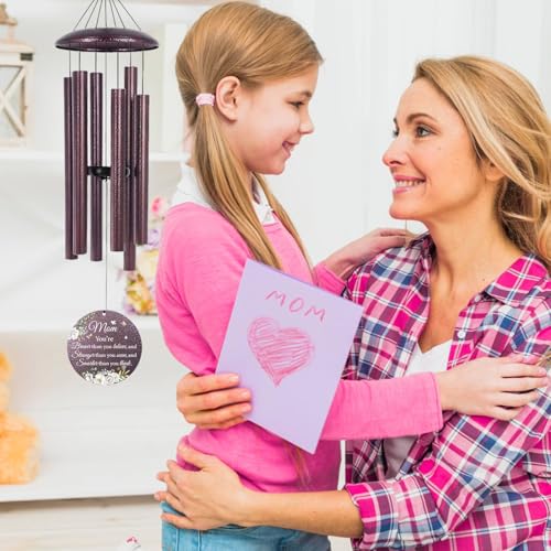 Image of Best Mom Gifts from Daughters, Anniversary Birthday for Mother, Custom Mom Wind Chime 32 inch for Mother, Outdoor Windchime Decoration