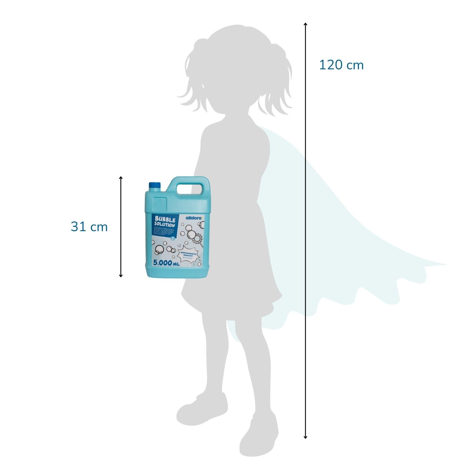 alldoro 60658 Bubble Fun Liquide pour Bulles de Savon en bidon de 5000 ML, Eau savonneuse en réserve de 5 litres XXL, bidon de Recharge, pour Enfants, Adultes, fêtes, événements
