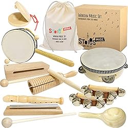 Stoie’s International Wooden Music Set, Percussion Kids Musical Instruments, Montessori Unique Play Toddler Musical…