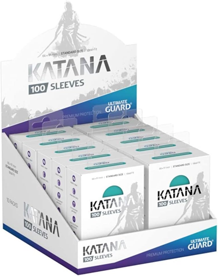 Ultimate Guard Katana Sleeves Turquoise Standard Size Cards Display Box [10 Packs]