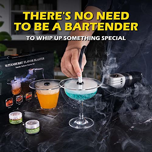 Witanhurst Flavor Blaster Portable Handheld Cold Smoking Gun Electric Smoker, Cold Indoor Smoker Smoke Infuser Gun Cocktail Kit For Food And Drinks – Includes Wood Chips And Batteries #TOP1