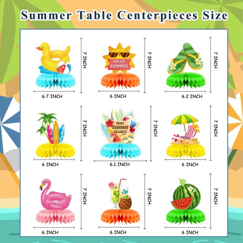 9 Pieces Summer Honeycomb Centerpieces, Pool Themed Party Table Decorations, Summer Beach Centerpiece For Hawaii Party Decoration Supplies #TOP2