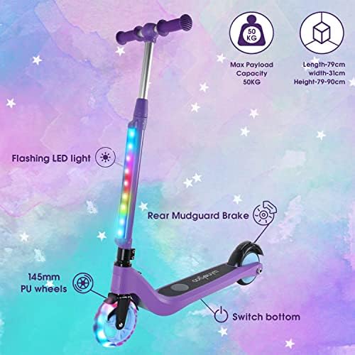 Windgoo M1 Foldable Electric Scooter For Kids With LED Lights Adjustable Handle Scooter For 3-7 Year Children Toys 8Km/h Safe Speed Lightweight Motorized Wheels Rechargeable Scooter