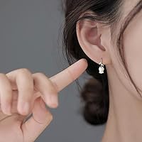 Vista 2 de Reffeer Aretes de plata de ley 925 maciza con diseño de flores para mujer