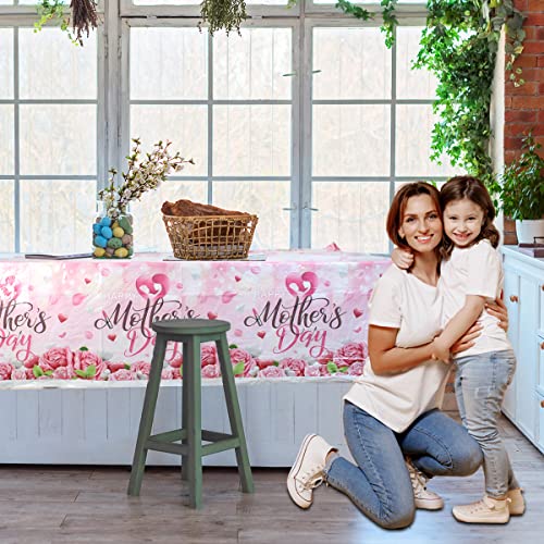 HAKOTI Happy Mother’s Day Party Supplies,3PCS Mother’s Day Plastic Tablecloths Waterproof Rectangle Table Covers for Best Mom Birthday Gift(Tablecloth) by HAKOTI - Image 3