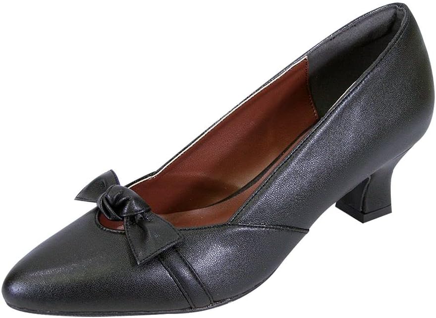 Peerage Belle (LP8163) Women's Wide Width Bow Accented Dress Pumps Black 8.5