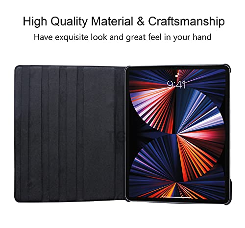 Image of TGK Rotating Cover for iPad Pro 12.9 inch 5th Gen (2021) Black 360 Degree Leather Stand Case